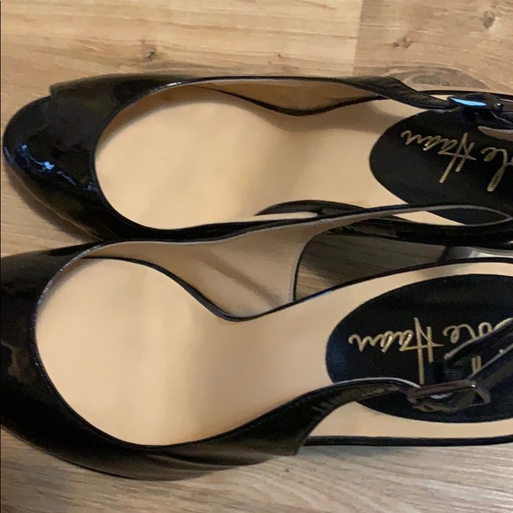 Cole Haan patent black peep toe slingback heel _9 - Picture 5 of 9